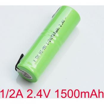 Cellule Ni‑MH 1500 mAh 2,4 V ½ A – Batterie rechargeable pour rasoir électrique et brosse à dents