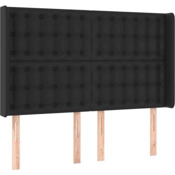 Testiera letto matrimoniale in tessuto sintetico nero – 147x16x128 cm
