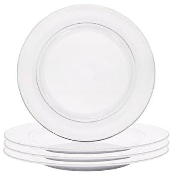 SilverEdge White Ceramic Serving Tray Set