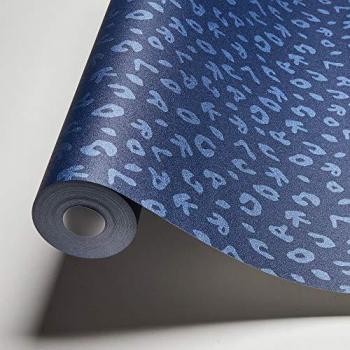 Papel pintado vinílico azul oscuro para sala de estar