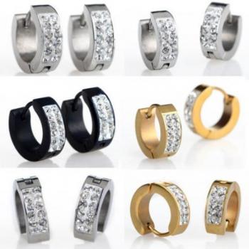 Strass‑Titanium Huggie Unisexe