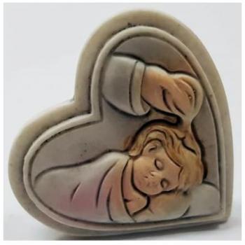 Bomboniera Cuore Battesimo Bambina Sacra Bianco Ceramica