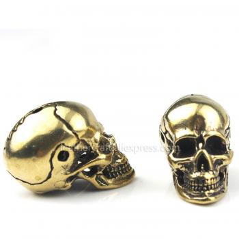Brass Skull Pendant for Leather Craft DIY Accessories