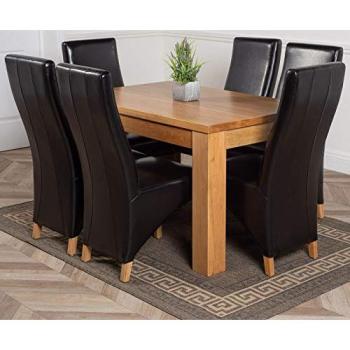 Oak Dakot Compact Dining Unit (127 × 82 cm) + 6 Lola Leather Chairs