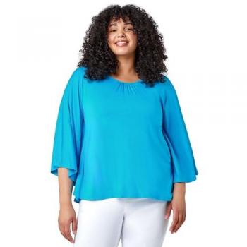 Roman Curve Stretch Jersey Cape Sleeve Top