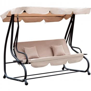 Outsunny® Columpio Balancín Jardín 3 Plazas Convertible en Cama para Bebida Terrza Balcón Exterior Carga máx. 340kg 200x120x164cm Aosom