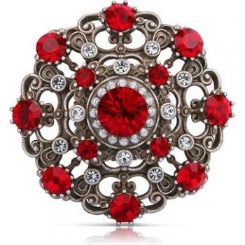 Newbridge Silverware Ruby Coloured Stones Brooch