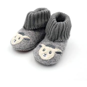 Maximo Woll-Hüttenschuhe mit Antirutsch-Sohle, grau