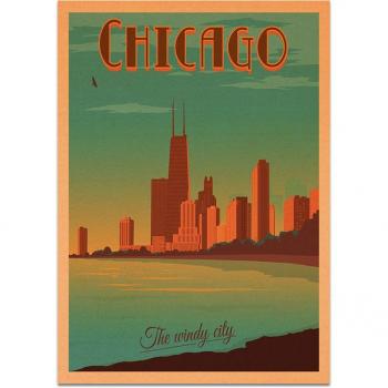 Affiche décorative Chicago en papier Kraft, tableau mural vintage, 42x30cm