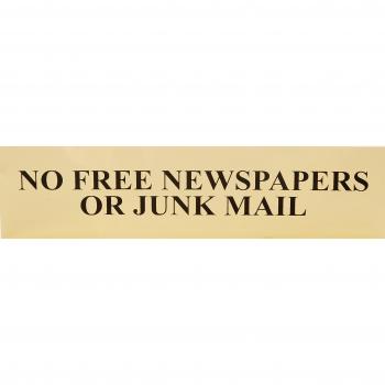 Scan Brass Effect No Free Newspapers Or Junk Mail Sign 200mm 50mm Standard