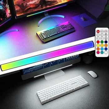 ABCidy Gaming Under-Monitor Light Bar with Dynamic Rainbow Effect, RGBIC Screenbar Light Desk Lamp, Dimmable LED with USB Powered, Touch Sensitive Dimming, Remote Control Color Changing, Adjustable Brightness and Speed