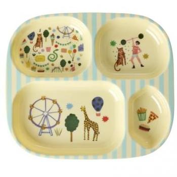 Piatti e Posate per Bimbi Melamine 4 Stanze – Tema Fiera Colorata, Verde Menta