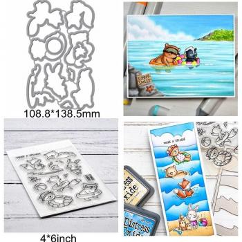 Christmas Animals Bear Winter Tree Elf Alphabet Metal Cutting Dies and Clear Silicone Stamps