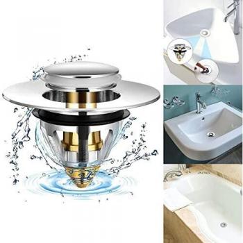 Bonde Universelle Pop-Up Bouchon Lavabo, Flitre de Vidange Anti-Bloqué, Bouchon Lavabo Salle de Bain, Bouchon Baignoire pour Lavabo de Cuisine, pour Trous de Drainage 38 - 41mm