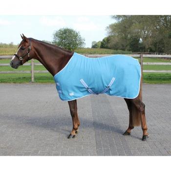 QHP Fleecedecke Color Abschwitzdecke Kreuzgurte trendige Farben (85 cm, himmelblau)