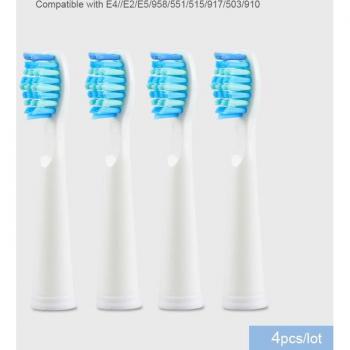 Cabezal de Repuesto SEAGO para Cepillo de Dientes Eléctrico - Cerdas Suaves - Compatible con E2/E4/E5/SG515/SG958/SG551/SG503