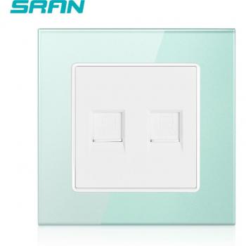 SRAN Kristallglas Wanddose 2-Gang RJ45 86*86mm
