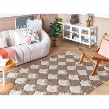 Tappeto Cotone Nappe Geometriche Marrone-Beige 160x230