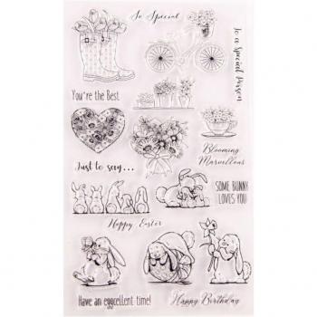 Lapin Fleur en Silicone Transparent – Décor Scrapbooking