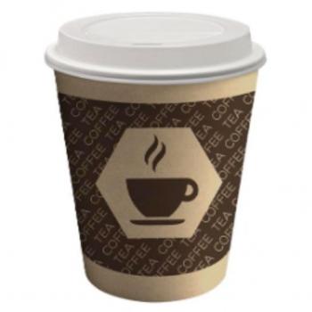 Set de Vasos de Cartón para Café - 10 Unidades Ecológicas con Tapa Agujero 200cc