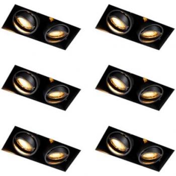 Black Recessed LED Spotlights Set – 6 Pieces (Trimless)