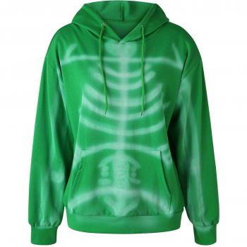 Skull Print Hooded Sweatshirt for Women