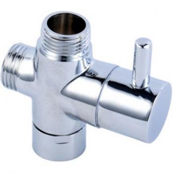 3-Way T-Adapter Diverter Valve Chrome Faucet Shower Head Arm Diverter Switch