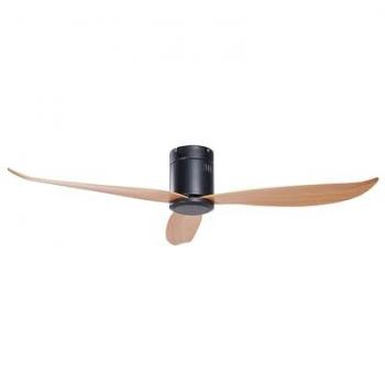 Ventilateur de plafond Beliani avec trois pales métalliques noires, finition bois clair