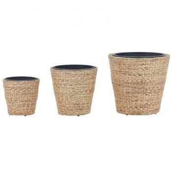 Set de 3 récipients à fleurs en fibre de jacinthe d'eau – nature PLAKA