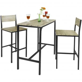 Ensemble table et tabourets de bar en bois