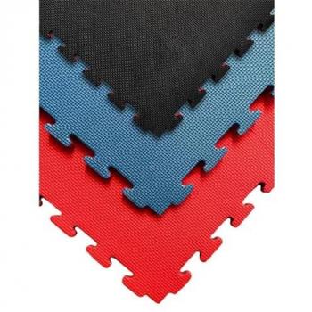 Esterilla Tatami Puzzle 1000x1000x20 mm | Suelo Reversible Antideslizante | Bordes Incluidos | Rojo y Negro