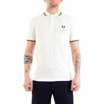 Polo Fred Perry M3600 Twin Tipped bianca da uomo