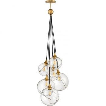 Lampadario Industrial Nordico Skye Acciaio Ottone Antico 6 Luci E27