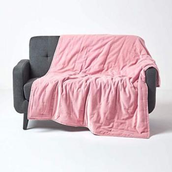 Pink Velvet Quilted Throw - 150 x 200 cm