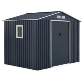 Abri de jardin métallique Venus 277 × 191 × 202 cm – Kit d’ancrage inclus, 2 portes coulissantes, 1 fenêtre latérale – Gris