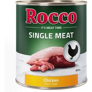 Rocco Single Meat 6 x 800 g en boîte de conserve pour chien au poulet