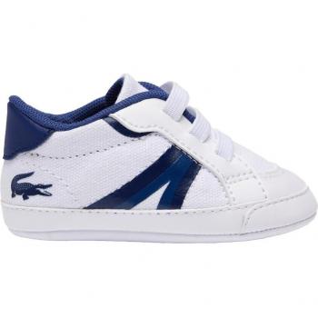 Scarpe Lacoste L004 Crib Bianco Puro Blu Marino Neonati 19