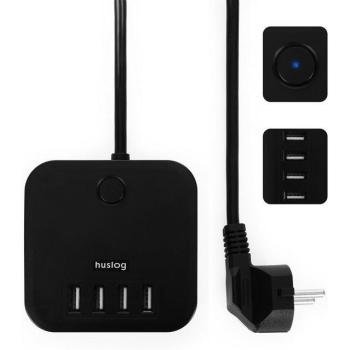 Huslog Prolunga a 3 Prese con Porta USB – Nero (EMX‑190224)