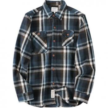 Unisex Vintage Blue Plaid Brushed Flannel Jacket