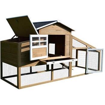 Jaula para Gallinas de Madera con Corral y Nido 200x80x105cm