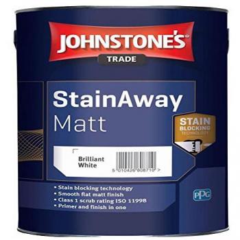 Johnstone’s Trade StainAway Paint – Brilliant White, 2‑litre bottle