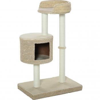 PawHut Katzenbaum mit Plattformen, Beige und Kaffee, 61x41x96cm