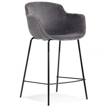 Tabouret design mi-hauteur 'LARISSA MINI' en velours gris