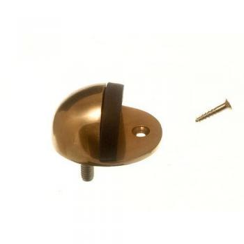 Door Stop Stay Oval Type 75mm Polished Brass with Screws