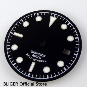 30.4MM Black Watch Dial with White Marks and Green Luminous Numerals for ETA 2824/2836