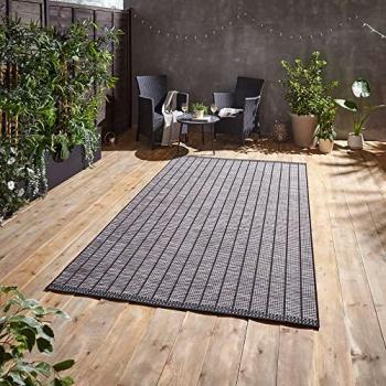 Indoor/Outdoor Santa Monica A041 Black Stripe Rug