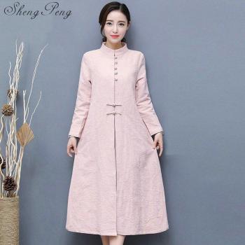 Oriental Chinese Linen Long Dress for Women - Plus Size CC404
