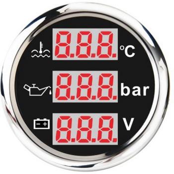 Medidor Universal Multímetro 52 mm con Alarma de Temperatura y Presión
