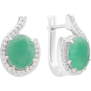 Aretes de plata con esmeralda natural 6.058ct y circonitas