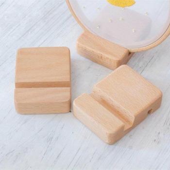 Support en bois de hêtre pour téléphone portable avec double fente - 5 pièces/paquet